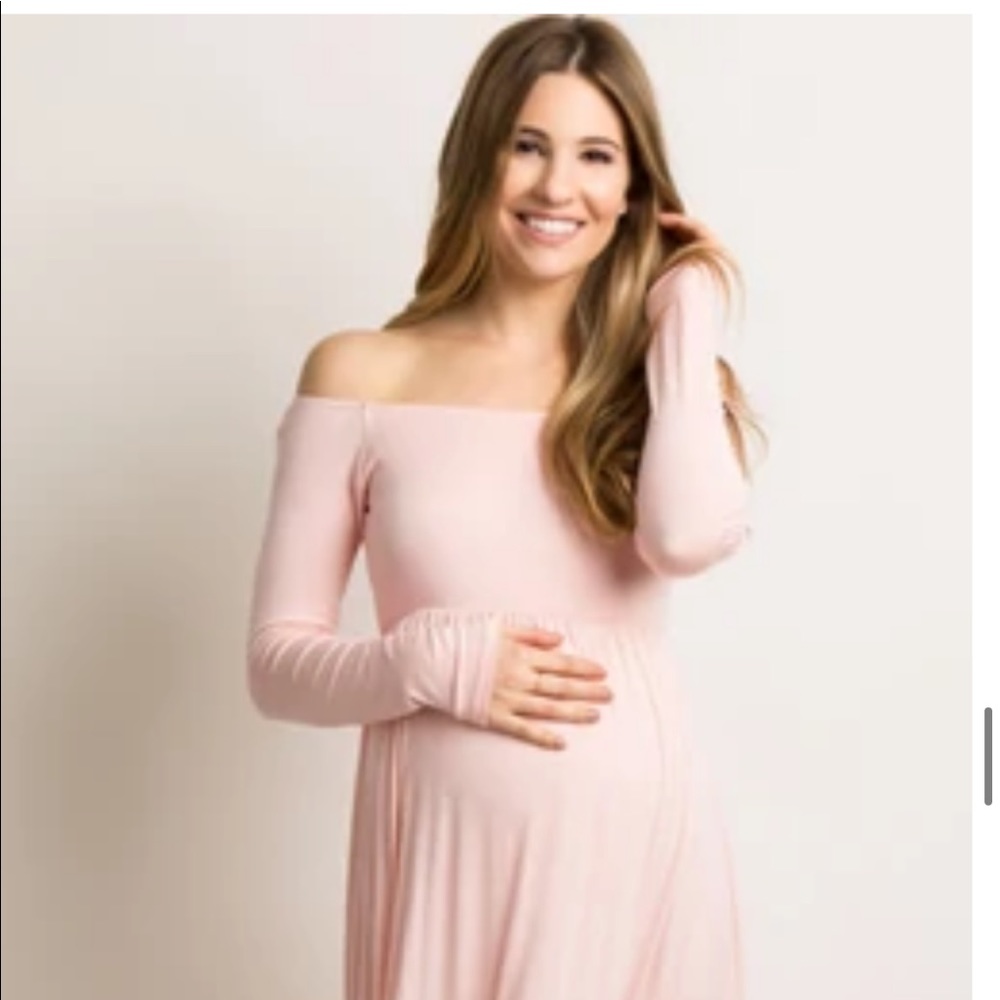 Pink Blush Off the shoulder Maxi Dress (Maternity)